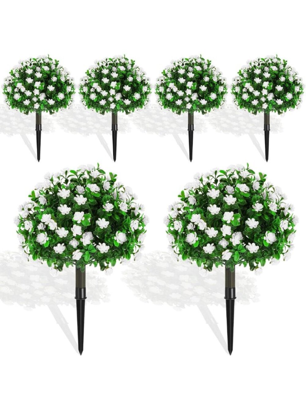Set of 6 UV Resistant Artificial Boxwood Topiary Balls - 16" Faux Evergreen